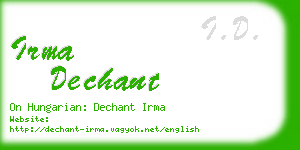 irma dechant business card